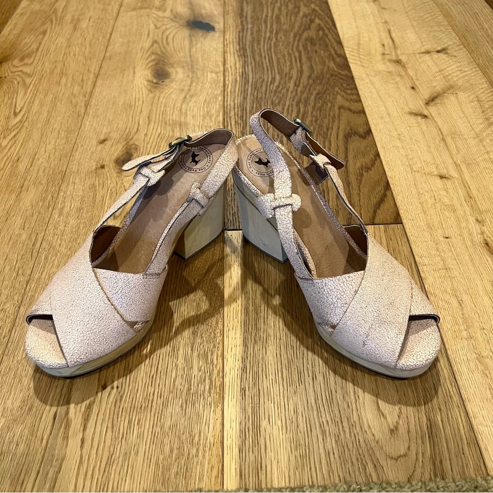 Anthropologie Gee WaWa Paige platform wooden clogs/sandals sling back